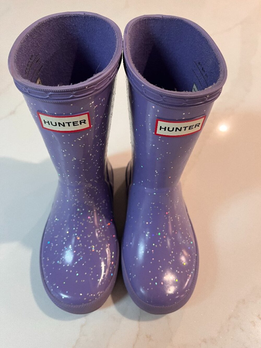Hunter purple sparkle rain boots